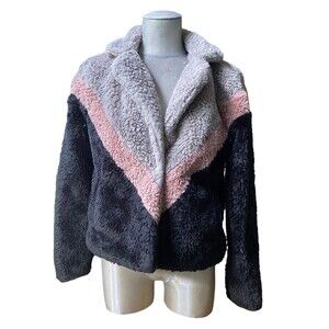 Women’s Charlotte Russo Fluffy Jacket Lavender Pink Black Size Medium